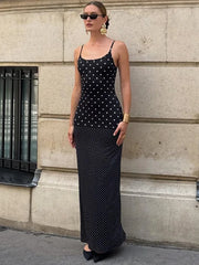 Spaghetti Strap Polka Dot Maxi Dress