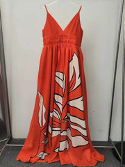 Floral Print V-Neck Shirred Empire Waist Maxi Dress