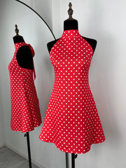 Polka Dot Halter Neck Mini Dress