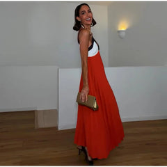 Colorblock Chain Strap Maxi Dress