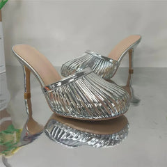 Metallic Stiletto Mule Heels
