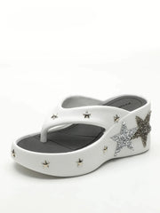 Platform Star Embellished Wedge Heels