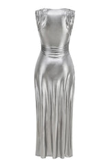 One shoulder ruched maxi dress