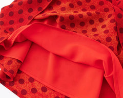 Interior lining of red polka dot mini dress
