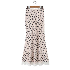 Polka Dot Puff Sleeve Shirt and Maxi Skirt Set