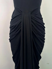 Black Off Shoulder Folds Column Dress