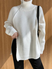 Double Zipper Turtlenecks Long Thickening Oversize Pullover