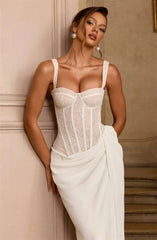 Lace corset and draped skirt set