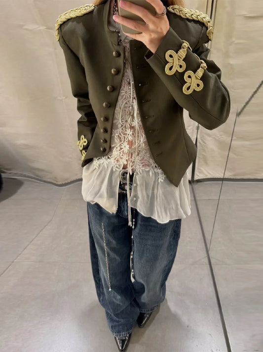 Olive green military inspired Jacket