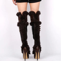 Over the Knee Fur Trim Platform Boots