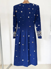Beaded Long Sleeve Midi Dress