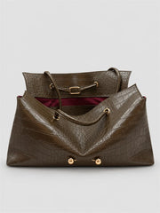 Crocodile Embossed Shoulder Bag