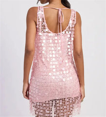 Sequin Mesh Sleeveless Mini Dress