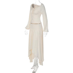 Off Shoulder Top and Asymmetrical Skirt Set