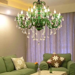 Crystal Pendent Green Candle Lamp