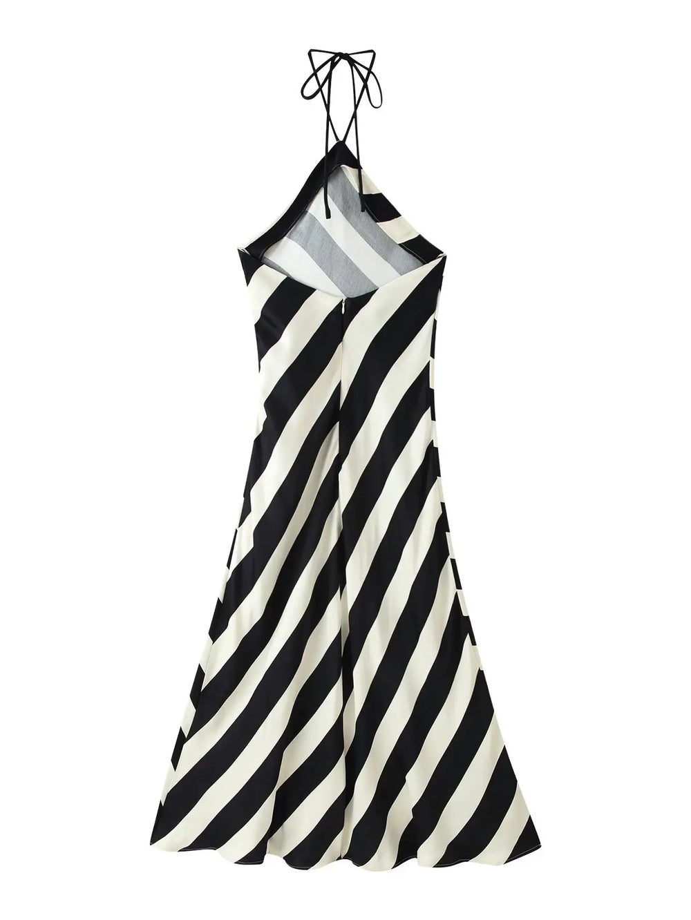 Striped halter midi dress back view