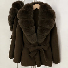 Faux Fur Trim Belted Jacket