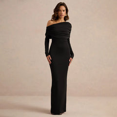 Black one-shoulder maxi dress