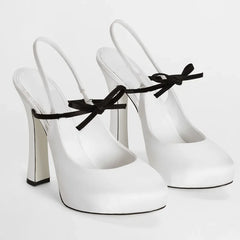 Butterfly Knot Satin Pleated Platform Pumps