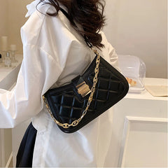 A woman wearing the crossbody bag, demonstrating its versatility and comfortable fit for everyday use.