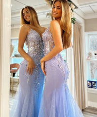 Elegant Prom Dress with Applique Mermaid Evening Dresses