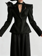 Jacket with hollow out lapel collar