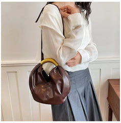 Metal Handle Soft PU Dumpling Shoulder Bag