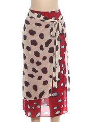 Polka Dot Print Wrap Midi Skirt
