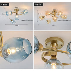 LED Metal Body Glass Ball Ceiling Lamps