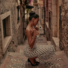 Polka Dot Suspender Dress For Women