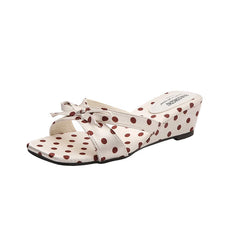Polka Dot Bow Kitten Heel Mules