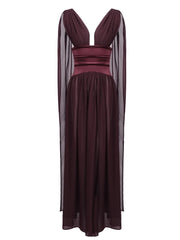 Deep V-Neck Empire Waist Maxi Dress