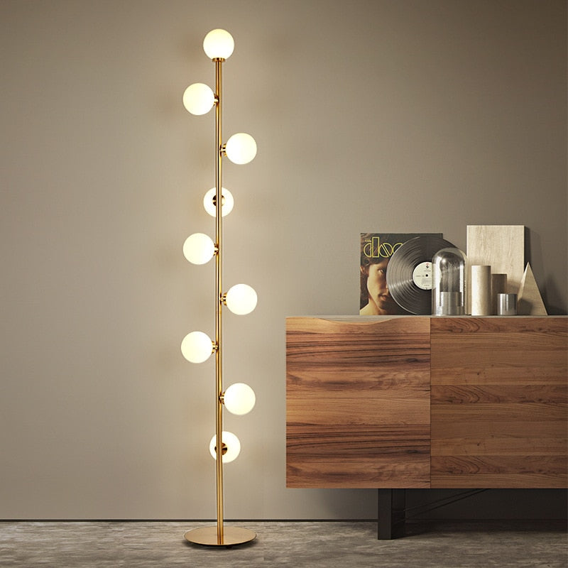 Modern Frosted Glass 9 Balls Standing Floor Lamp