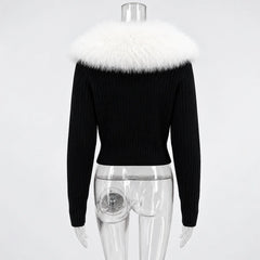 Faux Fur Trimmed Cardigan