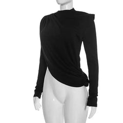 Draped Turtleneck Long Sleeve Top