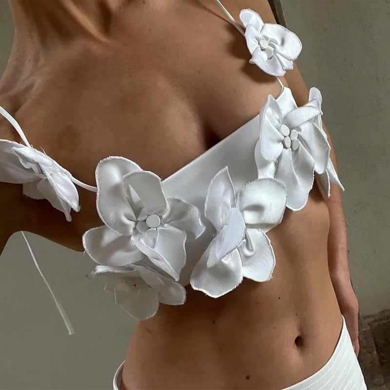 Flower Bandeau White Women's Tube Top Camisole