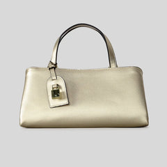 Structured Top Handle Bag with Lock Detail