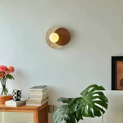 G9 Bulb Wall Light White Acrylic ball Dark Wood Sconce