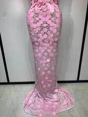 Strapless Sequined Form-Fitting Floor-Length Gown