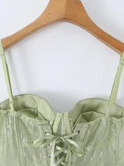 Green Lace Corset Bodysuit