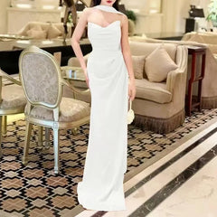 Black Strapless Slit Gown | Sleek Jersey Evening Dress