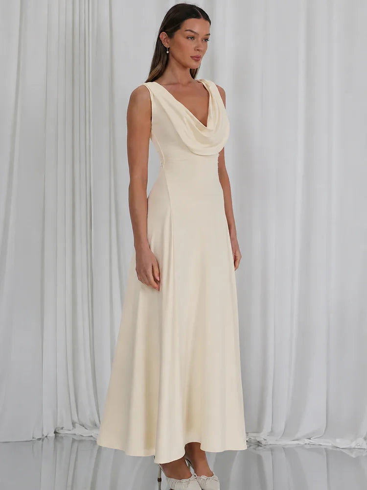 Cowl neck sleeveless maxi dress