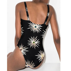Black Sunburst Embellished Swimwear