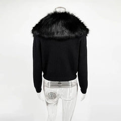 Faux Fur Trimmed Cardigan