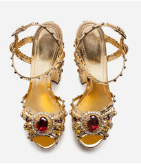 Embellished Platform Chunky Heel Sandals