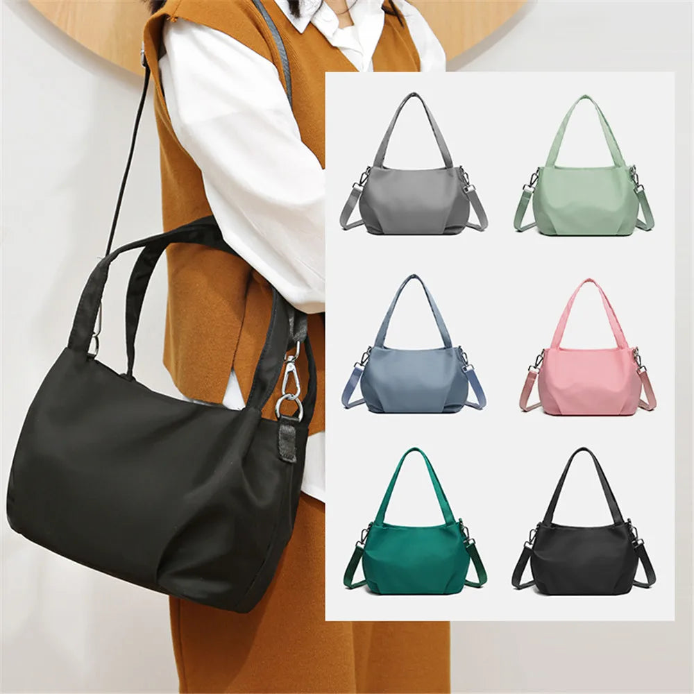 Nylon Bucket Fashion Solid Zipper Shoulder Bag