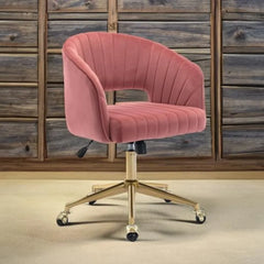 Swivel Velvet Desk Chair With Gold Base