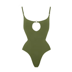 Cutout Monokini and Draped Skirt Swimwear Set