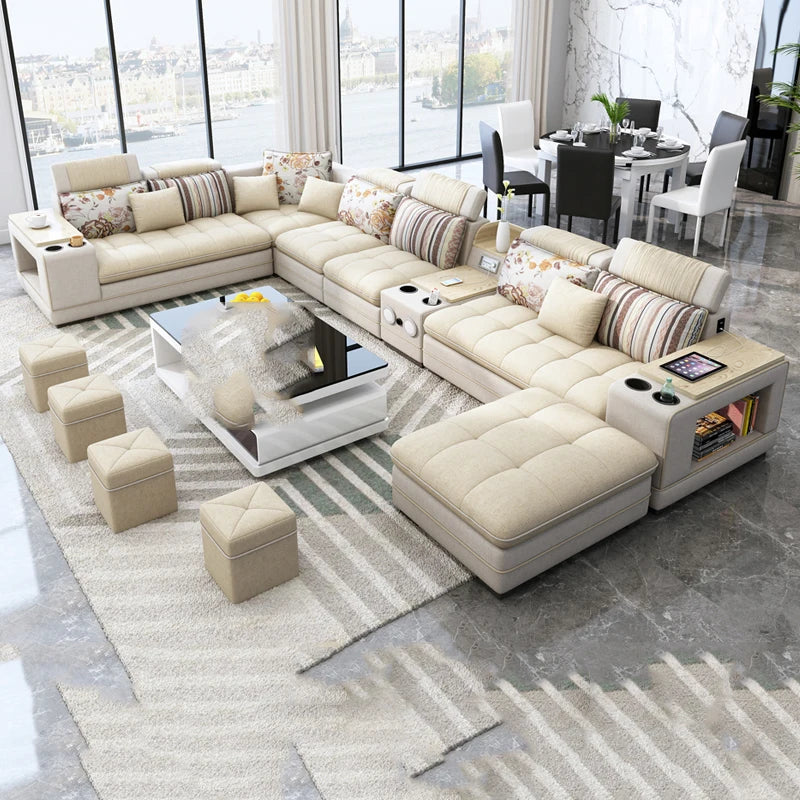 Fabric Sofa Chaise Sleeper Lounge Corner Couch Modern Sofas