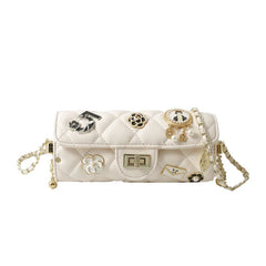 Quilted Embellished Barrel Bag